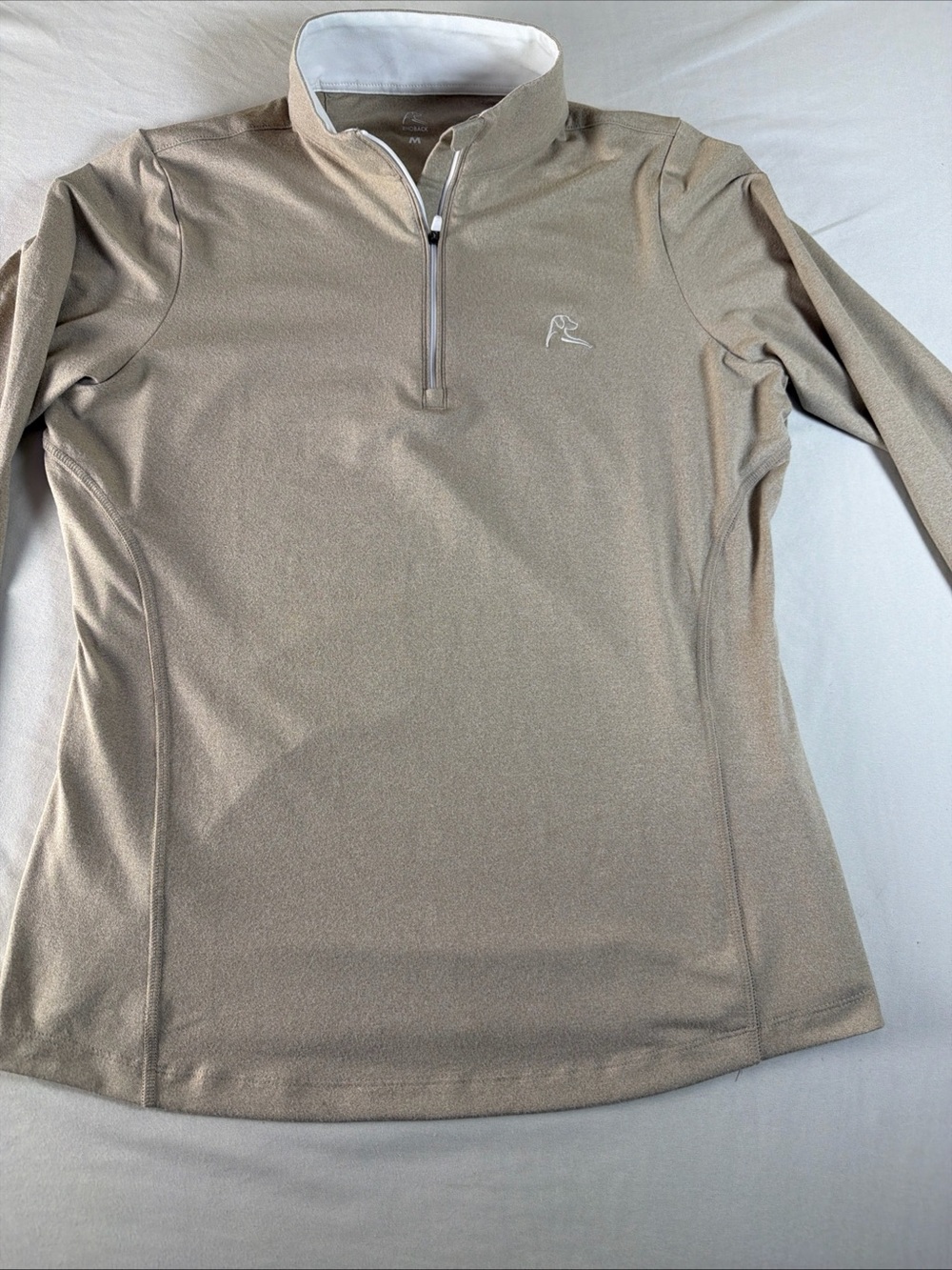 Rhoback Women’s Quarter-Zip Performance Top - Beige